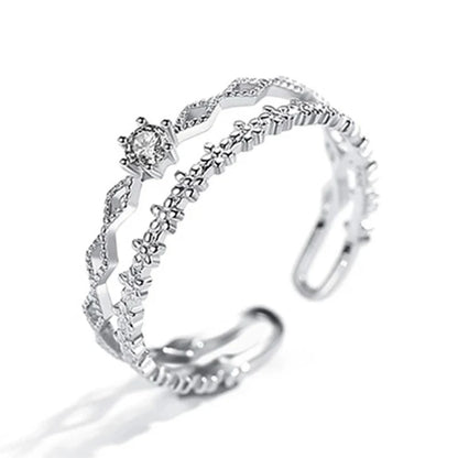 925 Sterling Silver Flower Lace Ring – Elegant Korean Jewelry