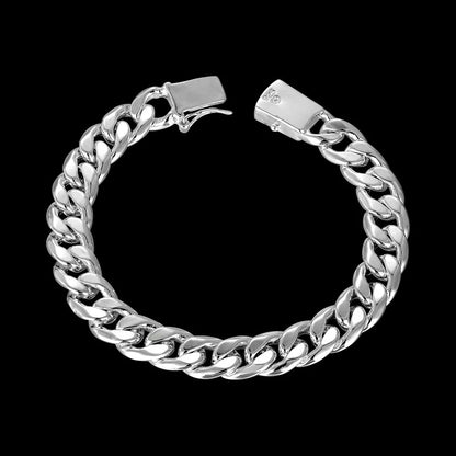 925 Sterling Silver Square Buckle Men's Link Chain Bracelet – Timeless Style