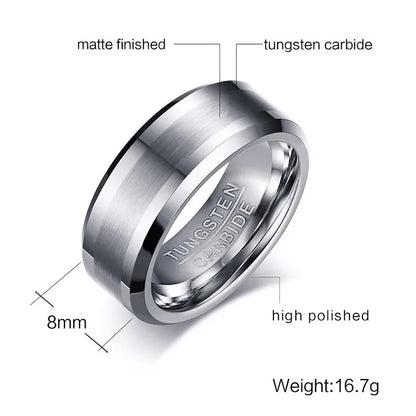 Classical Tungsten Carbide Ring for Men – Durable, Rust-Free Wedding Jewelry