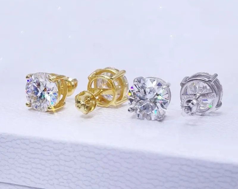 Classic Fashion 925 Sterling Silver Big Square Cut Diamond Stud Earrings  for Women Men Unisex Fashion Moissanite Jewelry Accessories