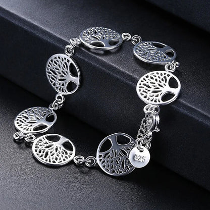 Elegant 925 Sterling Silver Tree of Life Bracelet – A Timeless Symbol of Growth and Strength