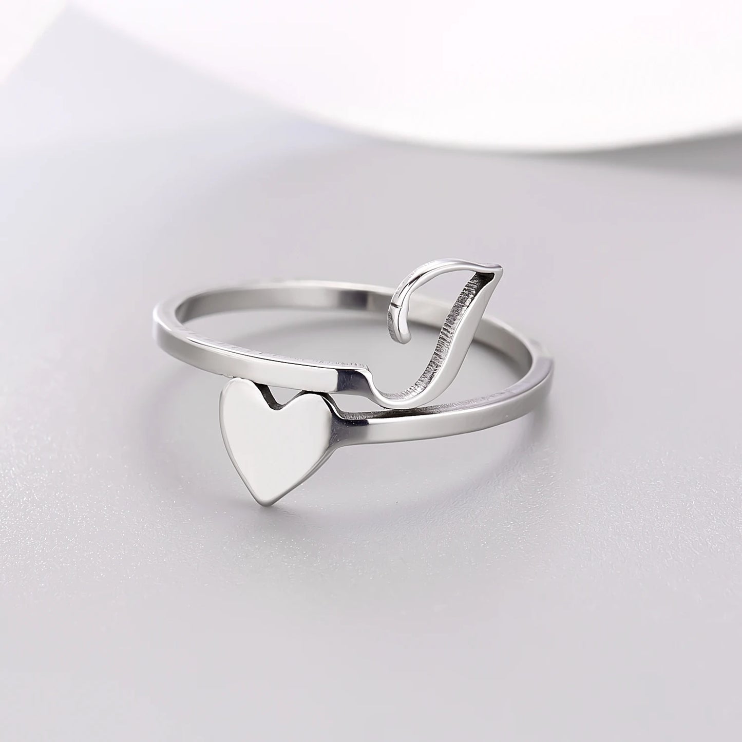 Fashion Silver Color 26 Letter Love Heart Open Ring