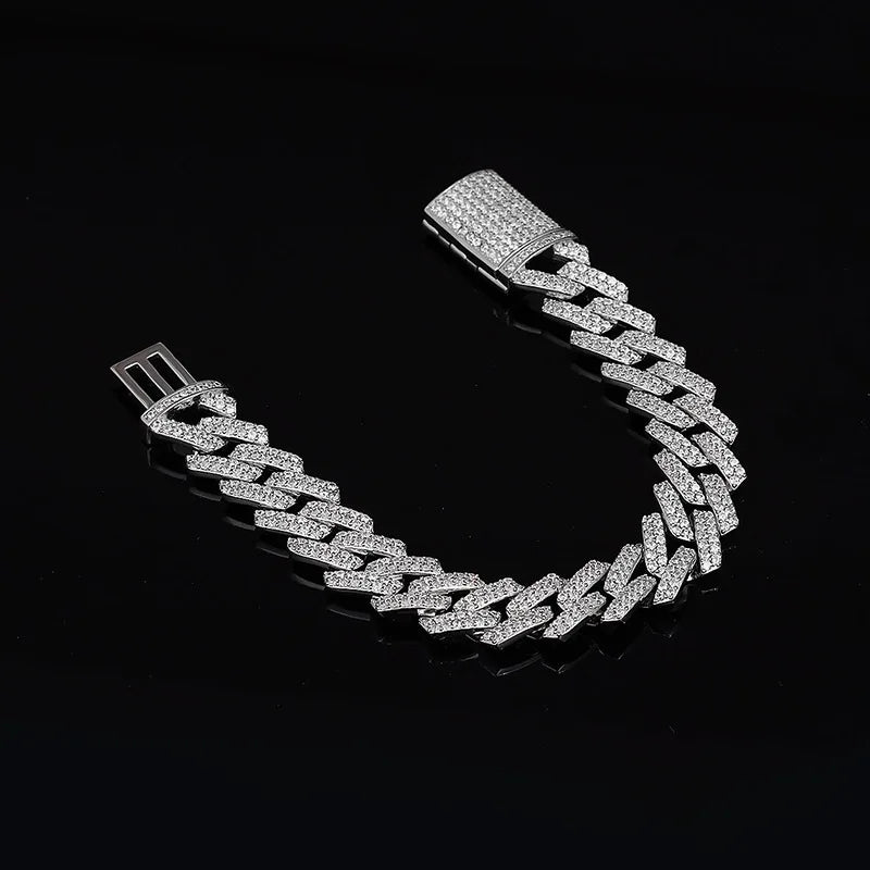 S925 Sterling Silver Cuban Chain Hip Hop Men's Bracelet