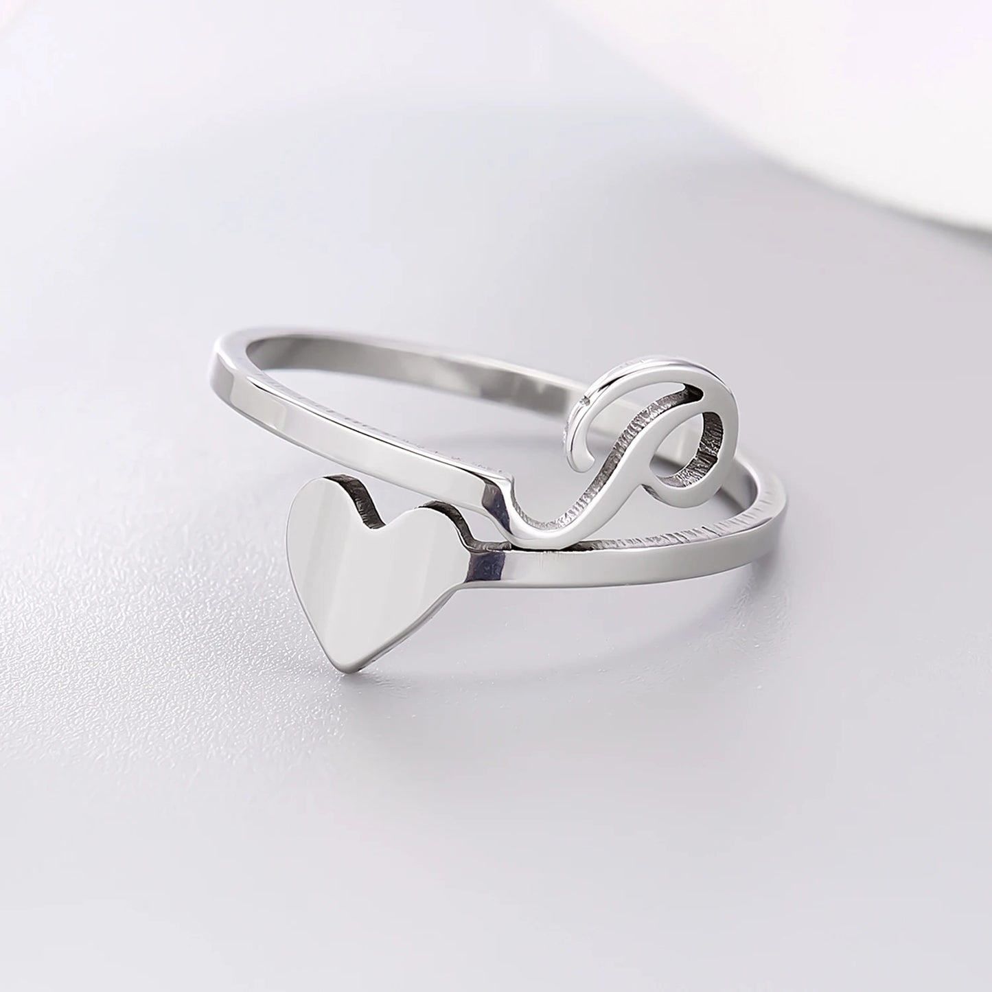 Fashion Silver Color 26 Letter Love Heart Open Ring