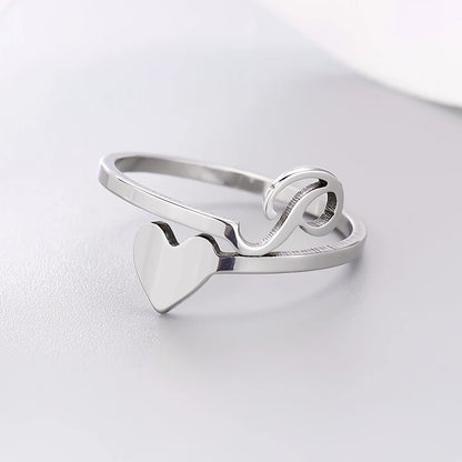 Fashion Silver Color 26 Letter Love Heart Open Ring