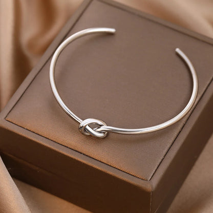 Stainless Steel Open Knot Cuff Bangle – Timeless Elegance for Everyday Wear