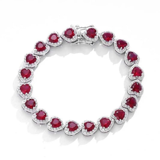 Luxury S925 Sterling Silver Ruby Tennis Bracelet – Elegant Fine Jewelry for Women