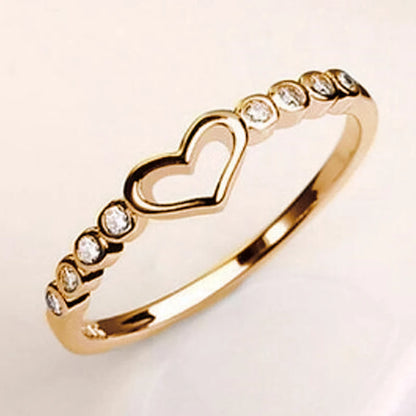 Women Heart Rings with Shiny Cubic Zirconia Exquisite Daily Wear