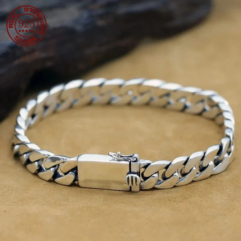 S925 Sterling Silver 8MM Punk Bracelet – Timeless Jewelry for Men & Women with Certificate