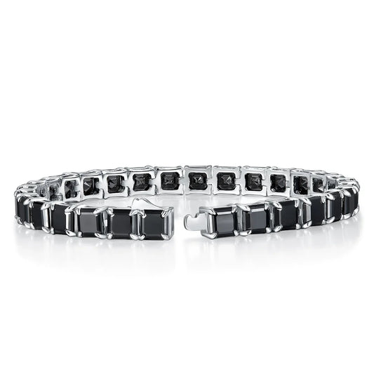 Black Moissanite Diamond Tennis Bracelet – 925 Sterling Silver for Women & Men