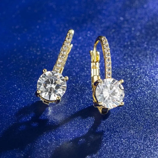 14K Gold Plated Earrings Silver Hoops 925 Dangle Earrings for Women Lever Back Moissanite Earring Drop Girls Jewelry