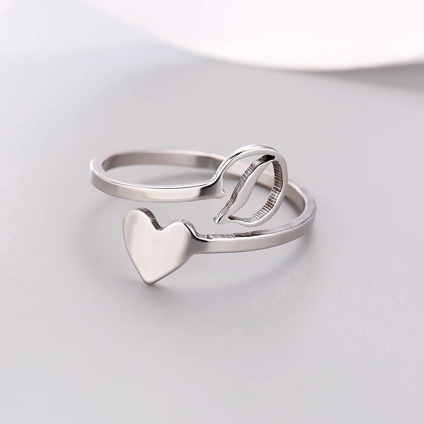 Fashion Silver Color 26 Letter Love Heart Open Ring