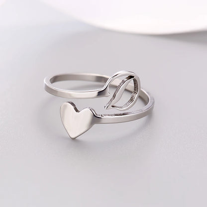 Fashion Silver Color 26 Letter Love Heart Open Ring