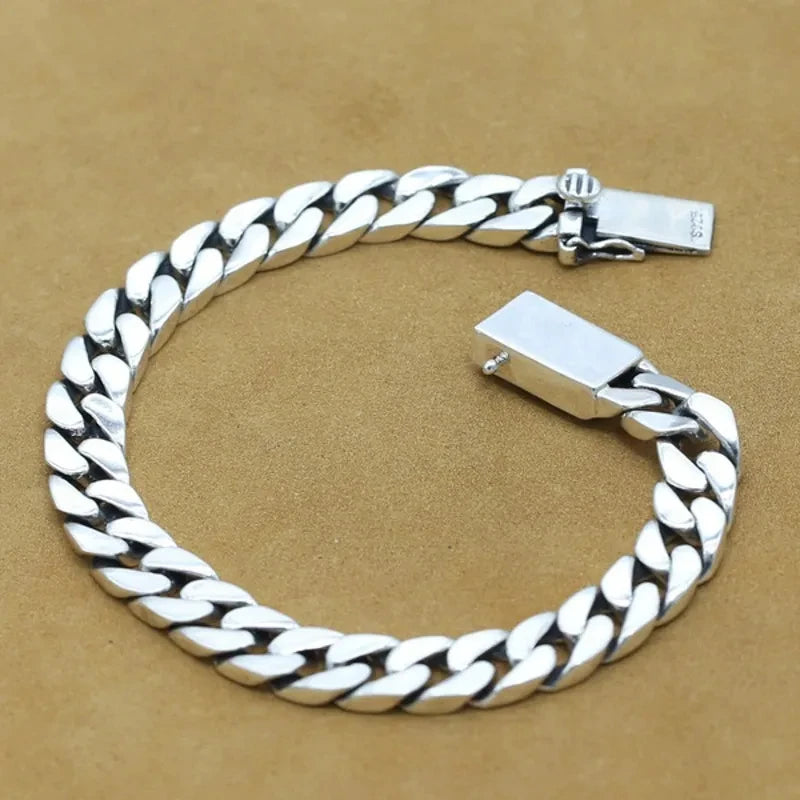 S925 Sterling Silver 8MM Punk Bracelet – Timeless Jewelry for Men & Women with Certificate