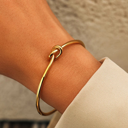 Stainless Steel Open Knot Cuff Bangle – Timeless Elegance for Everyday Wear