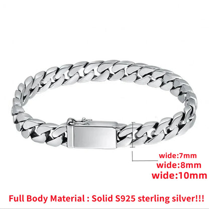 S925 Sterling Silver 8MM Punk Bracelet – Timeless Jewelry for Men & Women with Certificate