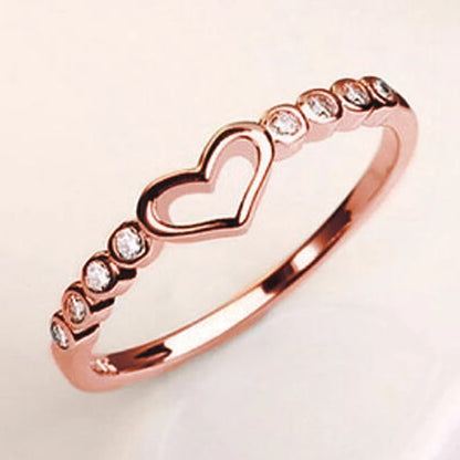 Women Heart Rings with Shiny Cubic Zirconia Exquisite Daily Wear