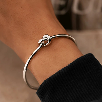 Stainless Steel Open Knot Cuff Bangle – Timeless Elegance for Everyday Wear