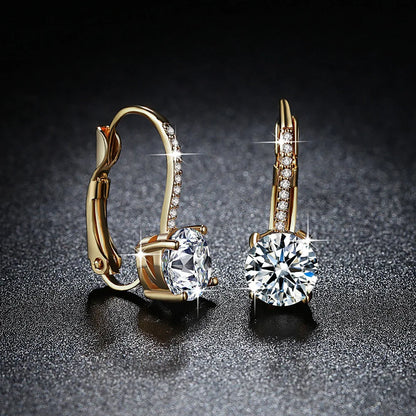 14K Gold Plated Earrings Silver Hoops 925 Dangle Earrings for Women Lever Back Moissanite Earring Drop Girls Jewelry