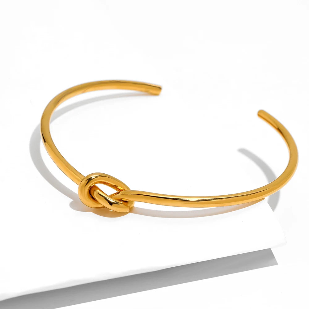 Stainless Steel Open Knot Cuff Bangle – Timeless Elegance for Everyday Wear