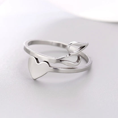 Fashion Silver Color 26 Letter Love Heart Open Ring