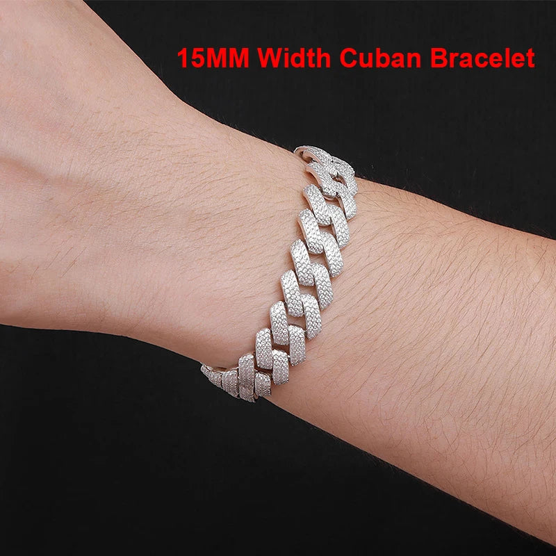 S925 Sterling Silver Cuban Chain Hip Hop Men's Bracelet