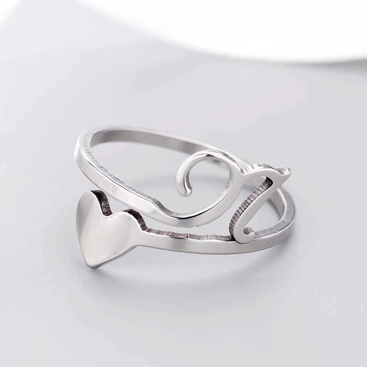 Fashion Silver Color 26 Letter Love Heart Open Ring