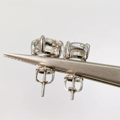 Experience Luxury: Moissanite Screws Back Four Prong Ear-studs for Timeless Elegance