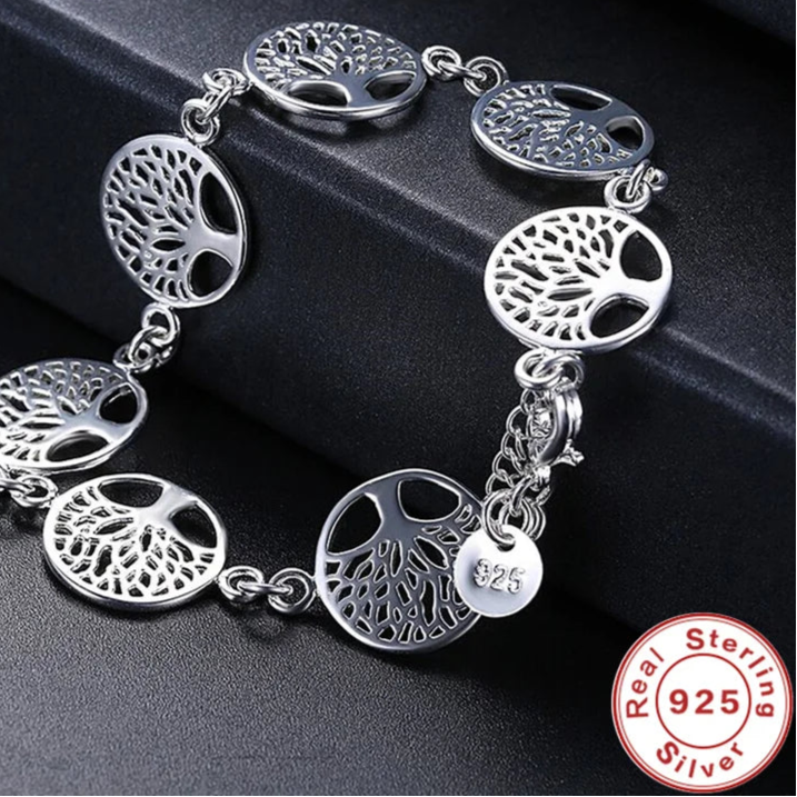 Elegant 925 Sterling Silver Tree of Life Bracelet – A Timeless Symbol of Growth and Strength