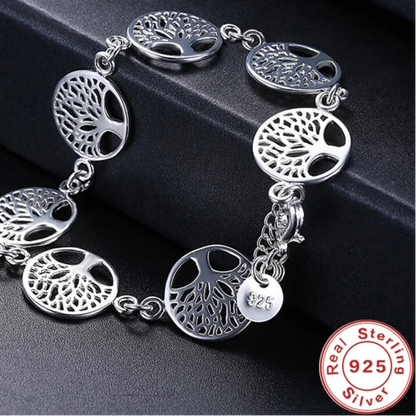 Elegant 925 Sterling Silver Tree of Life Bracelet – A Timeless Symbol of Growth and Strength