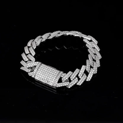 S925 Sterling Silver Cuban Chain Hip Hop Men's Bracelet