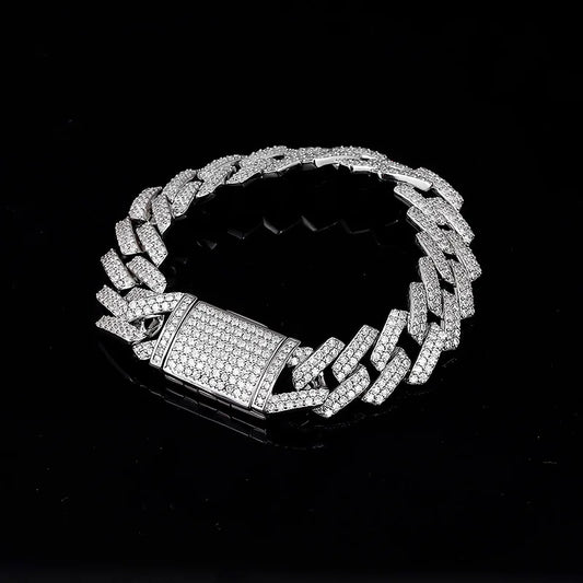 S925 Sterling Silver Cuban Chain Hip Hop Men's Bracelet