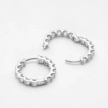 Stunning 2.6ct B&W Moissanite Hoop Earrings in 925 Sterling Silver