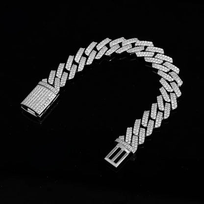 S925 Sterling Silver Cuban Chain Hip Hop Men's Bracelet