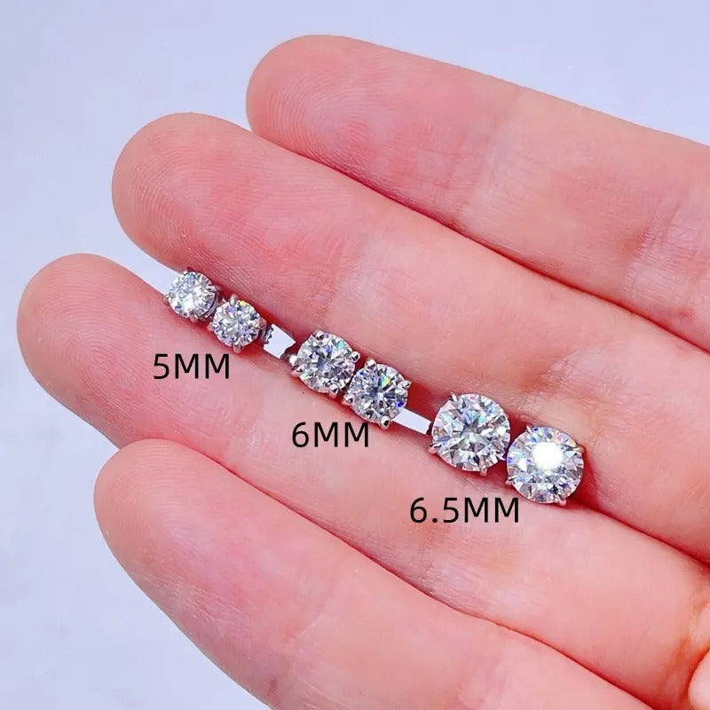 3mm Moissanite Diamond 4 Prong Stud Earrings Sterling Silver –  HollowayJewellery