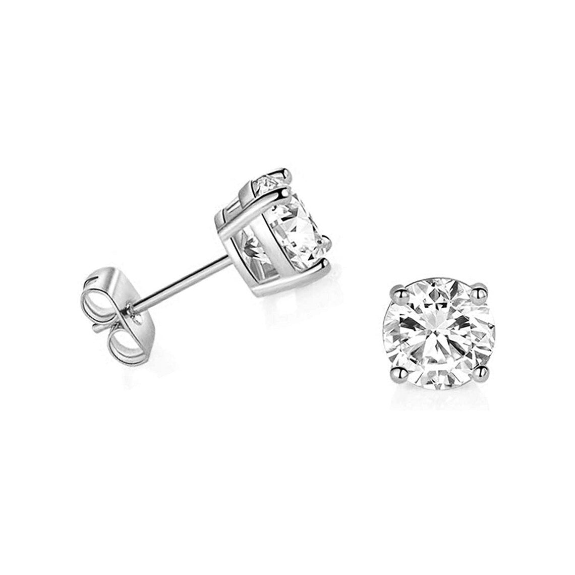 14k Yellow/White Gold Finish Round Solitaire Earrings (Push Back)