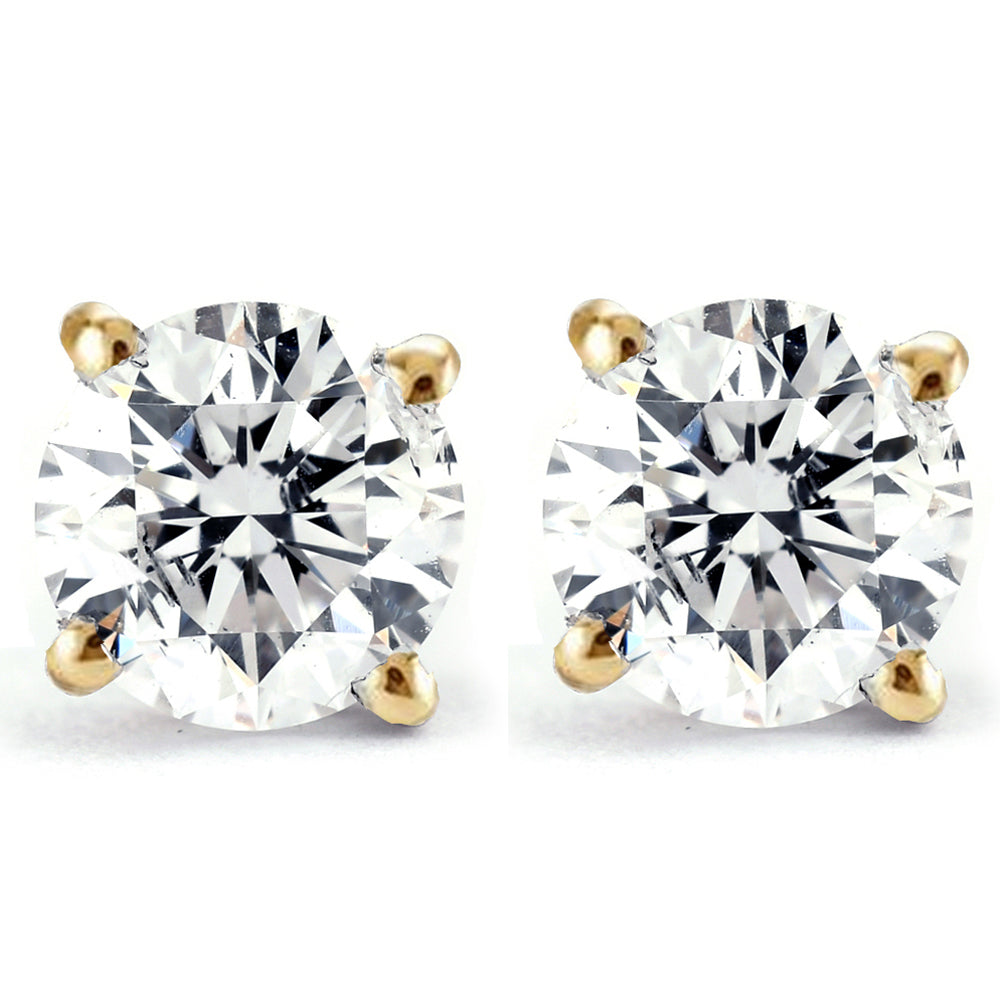 14k Yellow Gold Finish Round Solitaire Earrings | 50% OFF – Trendy